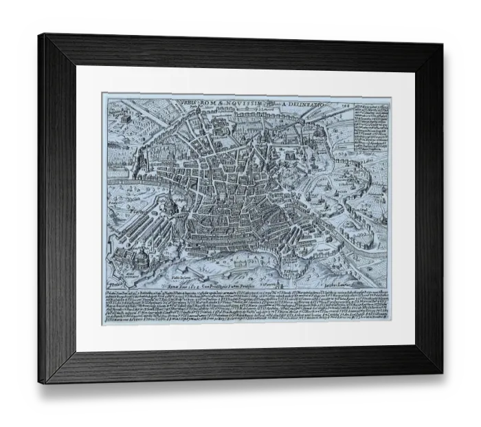 Framed Print : Map of the modern city of Rome circa 1625, historical Rome, Italy, digital reproduction of an original 17th century template, original date unknown Framed Print : Map of the modern city of Rome circa 1625, historical Rome, Italy, digital reproduction of an original 17th century template, original date unknown