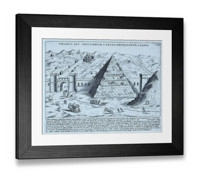 Framed Print : The Pyramid of Cestius near St. Paul's Church, historic Rome, Italy, digital reproduction of an original 17th century painting, original date unknown Framed Print : The Pyramid of Cestius near St. Paul's Church, historic Rome, Italy, digital reproduction of an original 17th century painting, original date unknown