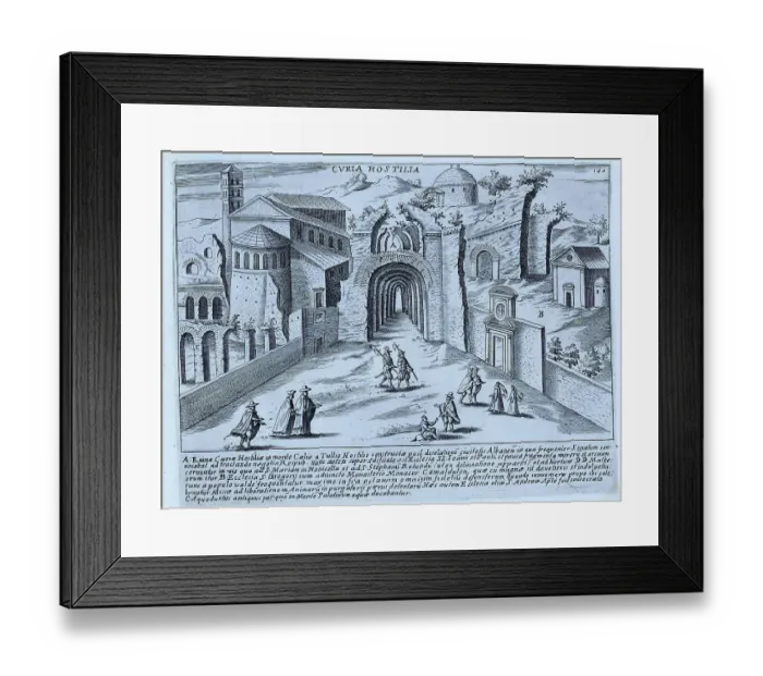 Framed Print : Curia Hostilia, This image has a labelled key to the buildings depicted in this scene, starting with the ruins of the Curia Hostilia on the Caelic Hill Framed Print : Curia Hostilia, This image has a labelled key to the buildings depicted in this scene, starting with the ruins of the Curia Hostilia on the Caelic Hill