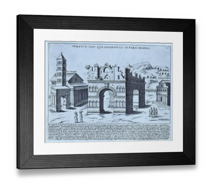 Framed Print : Templum Iani Quadrifronti In Foro Boario, the view of the Arch of Janus that Lauro might have seen. The niches are empty and the statues have disappeared, historical Rome, Italy, digital reproduction of an original 17th century master Framed Print : Templum Iani Quadrifronti In Foro Boario, the view of the Arch of Janus that Lauro might have seen. The niches are empty and the statues have disappeared, historical Rome, Italy, digital reproduction of an original 17th century master