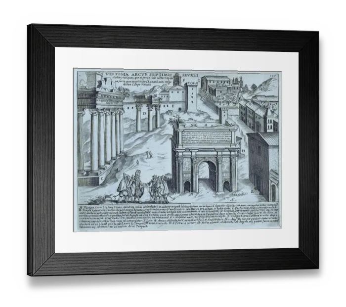 Framed Print : Remains of the Arch of Septimius Severus in 17th century, historical Rome, Italy, digital reproduction of an original 17th century artwork, original date unknown Framed Print : Remains of the Arch of Septimius Severus in 17th century, historical Rome, Italy, digital reproduction of an original 17th century artwork, original date unknown