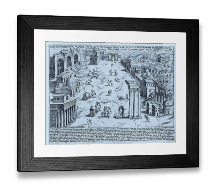 Framed Print : Pars Fori Romani Qua Respicit Arcum Titi Vespasiani Una Cum Vestigiis Seu Monumentis Templorum Hodie, A section of the Roman Forum with the ruins of the Arch of Titus, historical Rome, Italy, digital reproduction of an original 17th century artwork Framed Print : Pars Fori Romani Qua Respicit Arcum Titi Vespasiani Una Cum Vestigiis Seu Monumentis Templorum Hodie, A section of the Roman Forum with the ruins of the Arch of Titus, historical Rome, Italy, digital reproduction of an original 17th century artwork