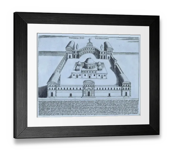 Framed Print : The Baths of Vespasian and Titus. The Baths of Titus, son of Vespasian, were built quickly in 81 AD so that they could be opened and inaugurated at the same time as the Colosseum, historical Rome, Italy, 1625, Rome Framed Print : The Baths of Vespasian and Titus. The Baths of Titus, son of Vespasian, were built quickly in 81 AD so that they could be opened and inaugurated at the same time as the Colosseum, historical Rome, Italy, 1625, Rome