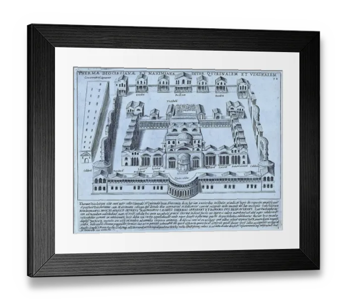 Framed Print : Baths of Diocletian and Maximian between the Quirinal and Viminal Hills. The baths were built between 298, 306, historical Rome, Italy, 1625, Rome, digital reproduction of an 18th century original, original date unknown Framed Print : Baths of Diocletian and Maximian between the Quirinal and Viminal Hills. The baths were built between 298, 306, historical Rome, Italy, 1625, Rome, digital reproduction of an 18th century original, original date unknown