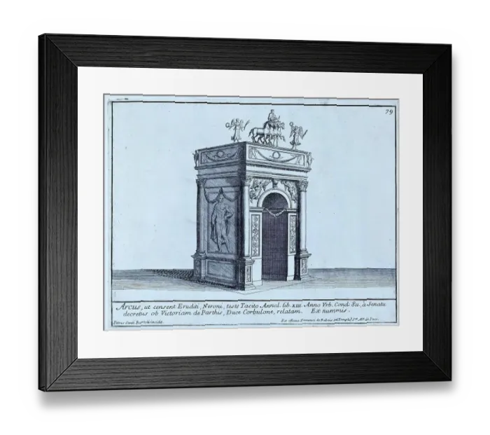 Framed Print : Arcus Domitiani Augusti ob Victoriam Germanicam ad Templum Fortunae Reducis de quo Martialis, the Arch of Domitian, after a coin design and a reference in an epigram by Martial, from Rossi's Romanae Magnitudinis Monumenta, historical Rome, Italy Framed Print : Arcus Domitiani Augusti ob Victoriam Germanicam ad Templum Fortunae Reducis de quo Martialis, the Arch of Domitian, after a coin design and a reference in an epigram by Martial, from Rossi's Romanae Magnitudinis Monumenta, historical Rome, Italy