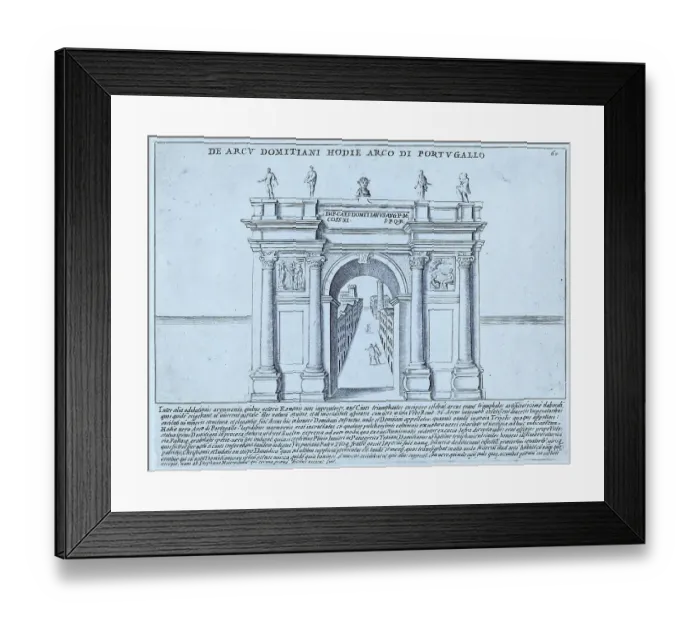 Framed Print : Domitian's Arch, now the Arch of Portugal. While there is information about the Arch of Portugal in Rome, it is not usually associated with Domitian. It was a single archway with columns on both sides and connected two buildings, historic Rome Framed Print : Domitian's Arch, now the Arch of Portugal. While there is information about the Arch of Portugal in Rome, it is not usually associated with Domitian. It was a single archway with columns on both sides and connected two buildings, historic Rome