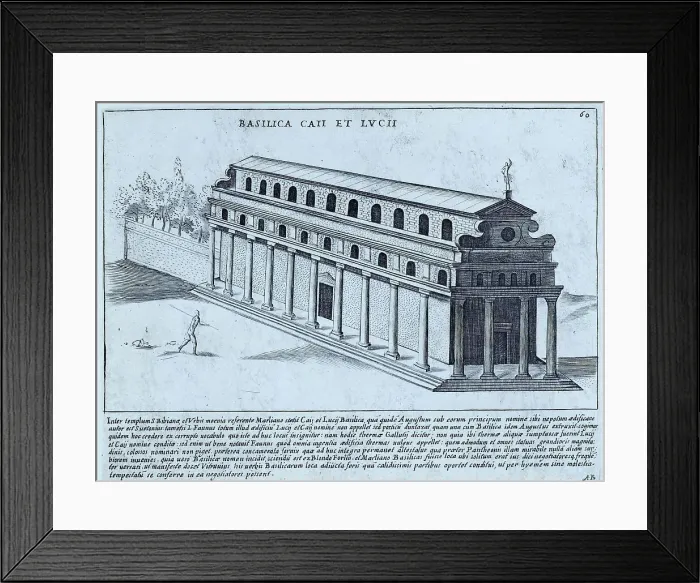 Framed Print : The Basilica of Caius and Lucius was built by Augustus and named after his grandsons. A basilica was a building that could serve as a court and stock exchange or meeting place for merchants or businessmen Framed Print : The Basilica of Caius and Lucius was built by Augustus and named after his grandsons. A basilica was a building that could serve as a court and stock exchange or meeting place for merchants or businessmen