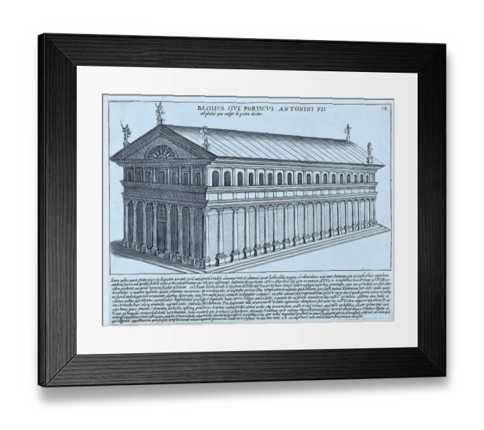 Framed Print : Basilica Sive Porticus Antonini PII, the temple of Antoninus Pius was located in the Piazza de Pietra next to the Pantheon on the Campus Martius, historical Rome, Italy, 1625, Rome, digital reproduction of an 18th century original Framed Print : Basilica Sive Porticus Antonini PII, the temple of Antoninus Pius was located in the Piazza de Pietra next to the Pantheon on the Campus Martius, historical Rome, Italy, 1625, Rome, digital reproduction of an 18th century original