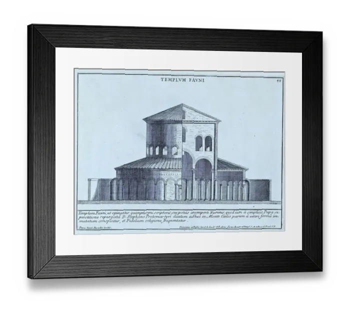 Framed Print : The Faun Temple was the only temple dedicated to the god Faun in Rome and was built on the Tiber Island, historical Rome, Italy, 1625, Rome, digital reproduction of an 18th century original, original date not known Framed Print : The Faun Temple was the only temple dedicated to the god Faun in Rome and was built on the Tiber Island, historical Rome, Italy, 1625, Rome, digital reproduction of an 18th century original, original date not known