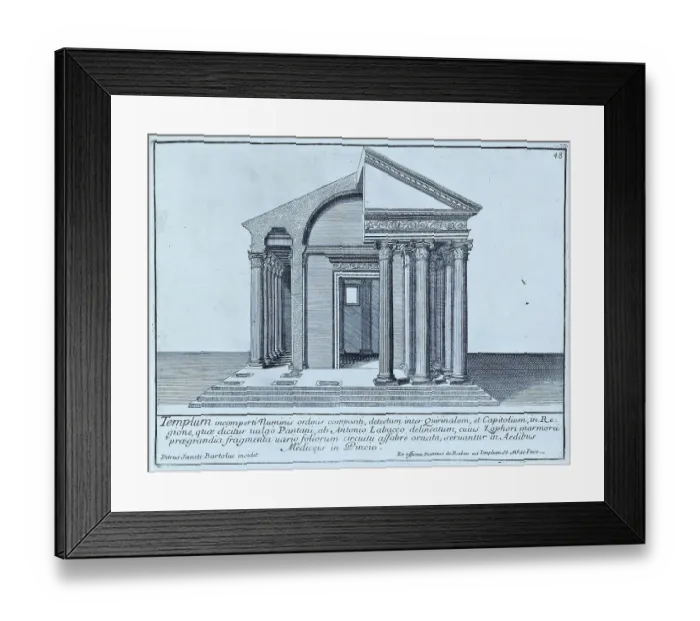 Framed Print : The Temple of Portunus is a Roman temple from the Republican period, located in Rome in what is now Piazza della Bocca della Verita, where the Foro Boario once stood, not far from the Temple of Hercules and the oldest port of Tiberium