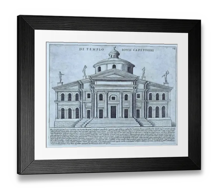 Framed Print : De Templo Iouis Capitolini, Depicting the Temple of Jupiter, it was originally inaugurated in 509 BC, 1767, Rome, Italy, digital reproduction of an 18th century original, original date unknown Framed Print : De Templo Iouis Capitolini, Depicting the Temple of Jupiter, it was originally inaugurated in 509 BC, 1767, Rome, Italy, digital reproduction of an 18th century original, original date unknown