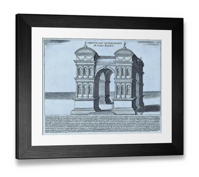 Framed Print : Templum Iani Quadrifronti In Foro Boario, This massive arch of the Janus Quadrifron on the Velabrum marks the northeastern boundary of the Forum Boarium, the cattle market of ancient Rome, 1767, Rome, Italy, digital reproduction of an 18th century Framed Print : Templum Iani Quadrifronti In Foro Boario, This massive arch of the Janus Quadrifron on the Velabrum marks the northeastern boundary of the Forum Boarium, the cattle market of ancient Rome, 1767, Rome, Italy, digital reproduction of an 18th century