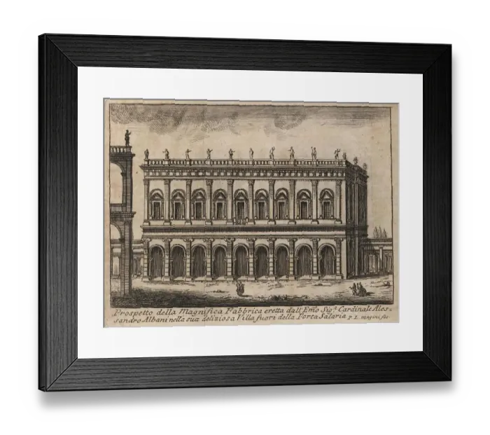 Framed Print : Prospetto della Magnifica Fabbrica erelta dall Erno Sig. Cardinale Alessandro Albani nella sua deliziosa Villa fuori della Porta Salaria, Rome, Italy, 1767, digital reproduction of an 18th century original, original date not known Framed Print : Prospetto della Magnifica Fabbrica erelta dall Erno Sig. Cardinale Alessandro Albani nella sua deliziosa Villa fuori della Porta Salaria, Rome, Italy, 1767, digital reproduction of an 18th century original, original date not known