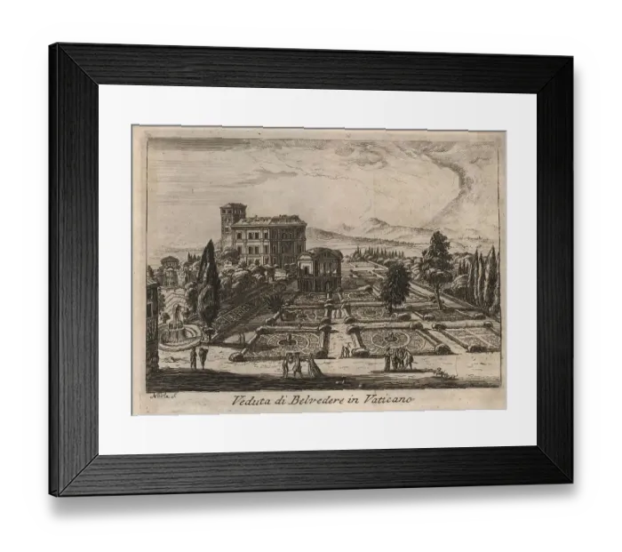 Framed Print : Belvedere in Vaticano, 1767, Rome, Italy, digital reproduction of an 18th century original, original date unknown Framed Print : Belvedere in Vaticano, 1767, Rome, Italy, digital reproduction of an 18th century original, original date unknown