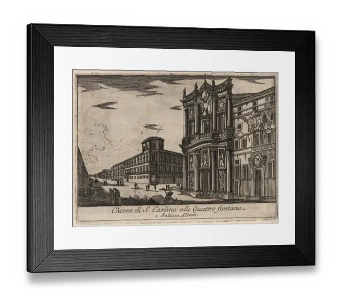 Framed Print : Chiesa di S. Carlino alle Quattro fontane and Palazzo Albani, 1767, Rome, Italy, digital reproduction of an 18th century original, original date unknown