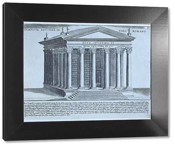 The Temple of Antoninus and Faustina was a temple on the Roman Forum in Rome dedicated to the Emperor Antoninus Pius and his woman Faustina, historical Rome, Italy, 1625, Rome, digital reproduction of an 18th century original