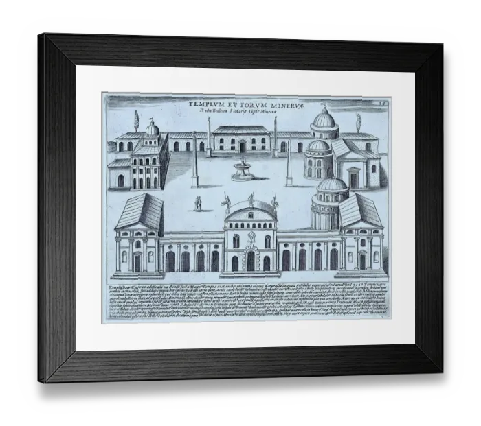 Framed Print : Templum Et Forum Minervae, Hodie Ecclessia S. Maria Super Minervae, Temple and Forum of Minerva, now the Church of S. Maria Sopra Minerva, historical Rome, Italy, 1625, Rome, digital reproduction of an 18th century original, original date unknown