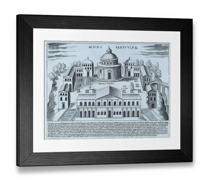 Framed Print : Mons Ianiculus is the second highest of the hills of Rome, but is not technically part of the seven hills as it lies outside the boundaries of the ancient city, historical Rome, Italy, 1625, Rome, digital reproduction of an 18th century original Framed Print : Mons Ianiculus is the second highest of the hills of Rome, but is not technically part of the seven hills as it lies outside the boundaries of the ancient city, historical Rome, Italy, 1625, Rome, digital reproduction of an 18th century original