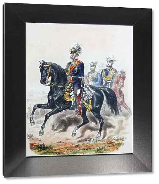 Prussian Army, Wilhelm I. Wilhelm Friedrich Ludwig of Prussia, from 1871 the first German Emperor with Prince Friedrich Carl Alexander of Prussia and Albrecht Prince of Prussia, Army Uniform, Military, Prussia, Germany