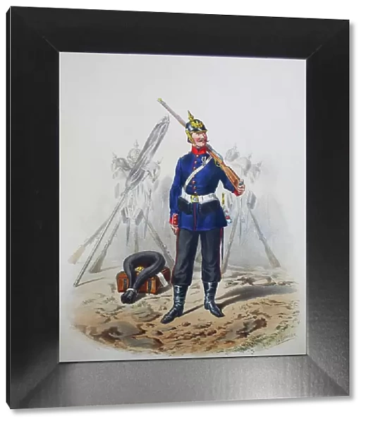 Prussian Army, Prussian Guard, Grenadier Regiment Kronprinz, 1st East Prussian Regiment, Army Uniform, Military, Prussia, Germany, Digitally Restored Reproduction of a 19th century Original