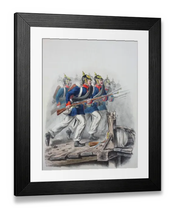 Framed Print : Prussian Army, Prussian Guard, Grenadier Regiment King Frederick William IV Pomeranian Regiment No. 2, Privates and Grenadiers, Army Uniform, Military, Prussia, Germany, Digitally Restored Reproduction of a 19th century Original