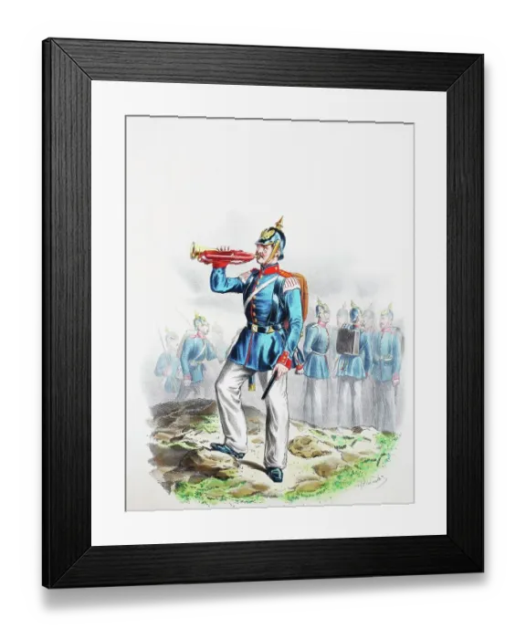 Framed Print : Prussian Army, Prussian Guard, Leib-Grenadier Regiment, Brandenburg No. 8, bugler, fusilier, army uniform, military, Prussia, Germany, digitally restored reproduction of a 19th century original