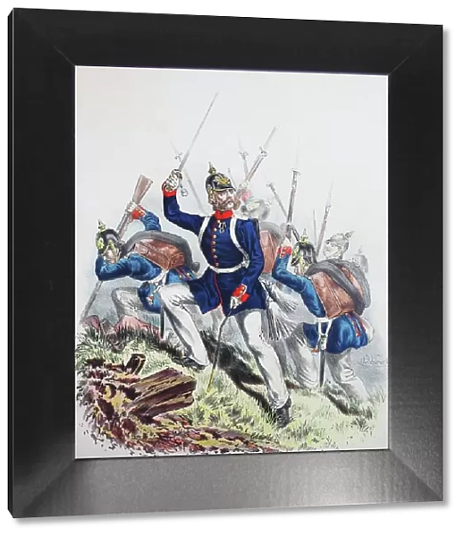 Prussian Army, Prussian Guard, Colberg's Grenadier Regiment, 2nd Pomeranian Regiment No. 9, Officer, Army Uniform, Military, Prussia, Germany, digitally restored reproduction of a 19th century original