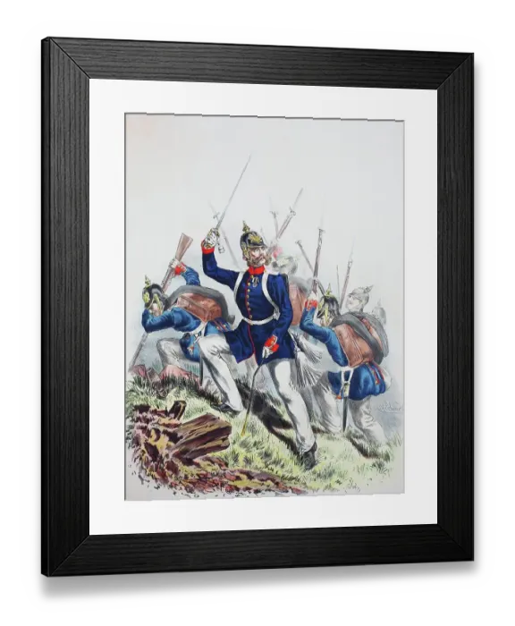 Framed Print : Prussian Army, Prussian Guard, Colberg's Grenadier Regiment, 2nd Pomeranian Regiment No. 9, Officer, Army Uniform, Military, Prussia, Germany, digitally restored reproduction of a 19th century original