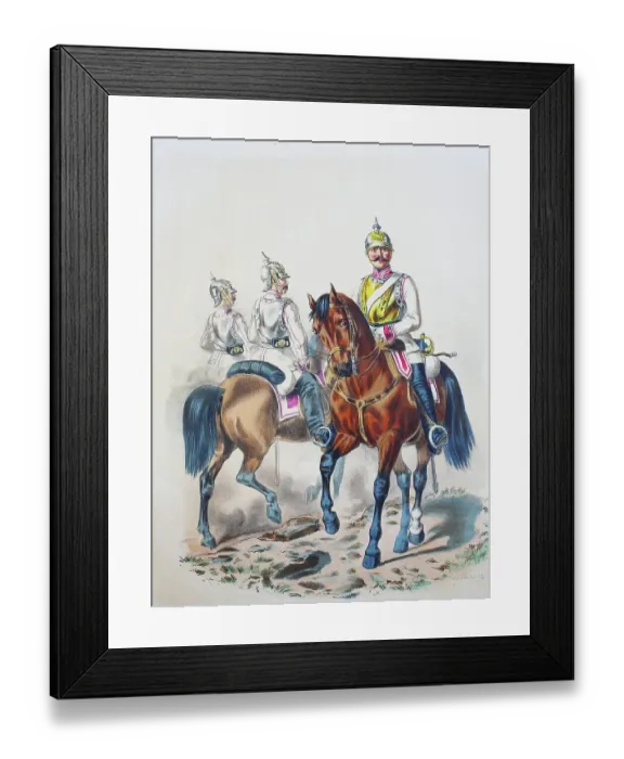 Framed Print : Prussian Army, Prussian Guard, Queen's Cuirassier Regiment, Pomeranian No. 2, Common Soldiers, Non-Commissioned Officer, Army Uniform, Military, Prussia, Germany, Digitally Restored Reproduction of a 19th century Original Framed Print : Prussian Army, Prussian Guard, Queen's Cuirassier Regiment, Pomeranian No. 2, Common Soldiers, Non-Commissioned Officer, Army Uniform, Military, Prussia, Germany, Digitally Restored Reproduction of a 19th century Original