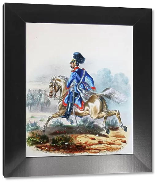 Prussian Army, Prussian Guard, Dragoon Regiment Prince Albrecht of Prussia, Lithuanian No. 1, Adjutant, Army Uniform, Military, Prussia, Germany, Digitally Restored Reproduction of a 19th century Original