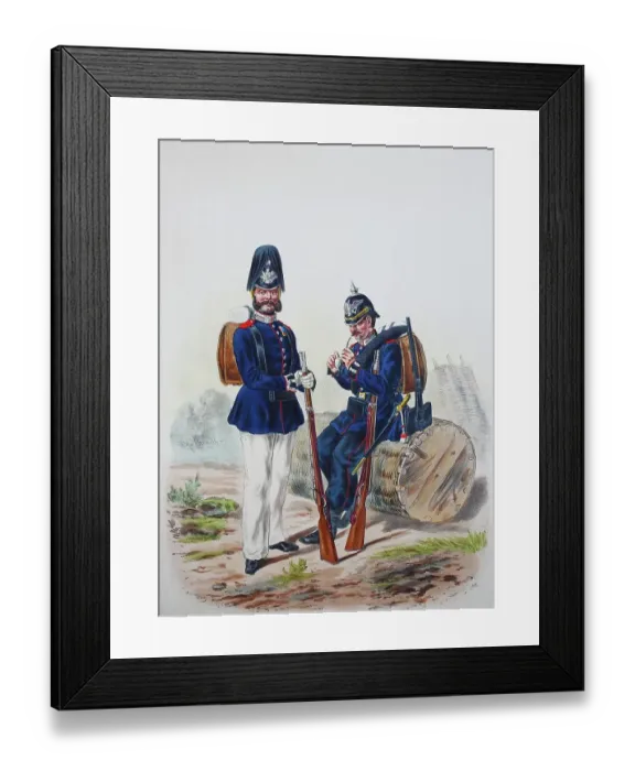 Framed Print : Prussian Army, Prussian Guard, Guard Pioneer Battalion, Non-Commissioned Officer, Common Soldier, Army Uniform, Military, Prussia, Germany, digitally restored reproduction of a 19th century original Framed Print : Prussian Army, Prussian Guard, Guard Pioneer Battalion, Non-Commissioned Officer, Common Soldier, Army Uniform, Military, Prussia, Germany, digitally restored reproduction of a 19th century original