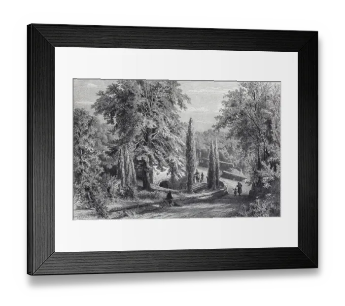 Framed Print : The Werther Fountain near Wetzlar, Germany, Historic, digitally restored reproduction of an original 19th-century design Framed Print : The Werther Fountain near Wetzlar, Germany, Historic, digitally restored reproduction of an original 19th-century design