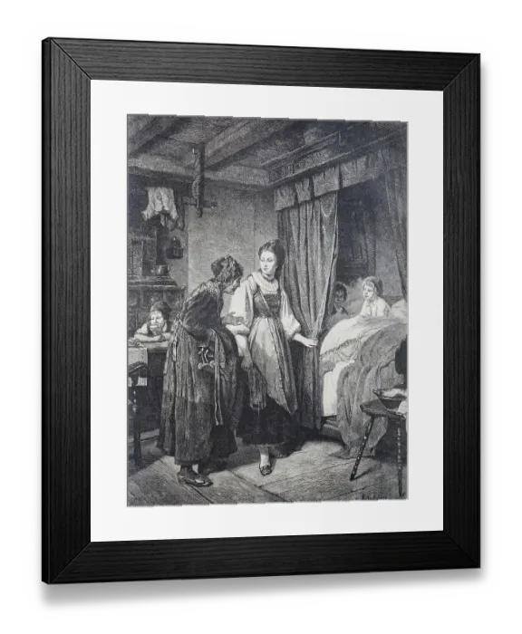 Framed Print : Visit of the old godmother to the godchildren who are still in bed, 1890, Germany, Historic, digitally restored reproduction of an original from the 19th century Framed Print : Visit of the old godmother to the godchildren who are still in bed, 1890, Germany, Historic, digitally restored reproduction of an original from the 19th century