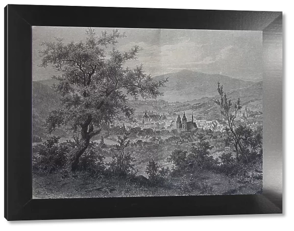 View of Schmalkalden in 1880, Thuringia, Germany, Historic, digitally restored reproduction of an original 19th-century artwork