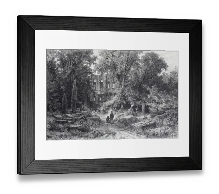 Framed Print : Cemetery of the monastery ruin Oybin in the Zittau Mountains, Saxony, Germany, Historic, digitally restored reproduction of an original from the 19th century Framed Print : Cemetery of the monastery ruin Oybin in the Zittau Mountains, Saxony, Germany, Historic, digitally restored reproduction of an original from the 19th century