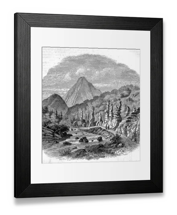 Framed Print : Basalt columns in the area of the mountains of Wonoga, mouse (Mus), Japan, Historical, digitally restored reproduction of an original from the 19th century Framed Print : Basalt columns in the area of the mountains of Wonoga, mouse (Mus), Japan, Historical, digitally restored reproduction of an original from the 19th century