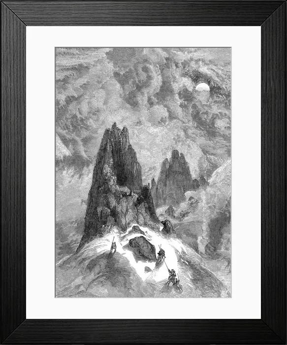 Framed Print : Mountaineer on Mont Blanc just in front of the summit, 1880, France, Historic, digitally restored reproduction of an original 19th-century painting Framed Print : Mountaineer on Mont Blanc just in front of the summit, 1880, France, Historic, digitally restored reproduction of an original 19th-century painting