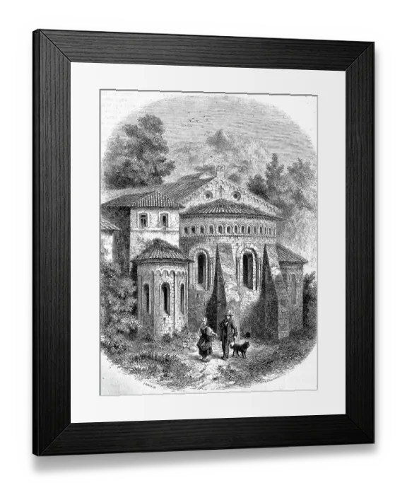 Framed Print : Monastery of Saint-Guilhem-le-Desert was a Benedictine monastery in the French commune of Saint-Guilhem-le-Desert in the department of Herault, France, Historic, digitally restored reproduction of an original 19th-century master Framed Print : Monastery of Saint-Guilhem-le-Desert was a Benedictine monastery in the French commune of Saint-Guilhem-le-Desert in the department of Herault, France, Historic, digitally restored reproduction of an original 19th-century master