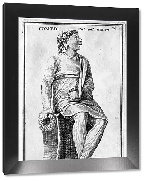 Statue of a coemidian, from the Villa Albani, historical Rome, Italy, digital reproduction of an original from the 18th century, original date not known