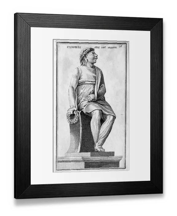 Framed Print : Statue of a coemidian, from the Villa Albani, historical Rome, Italy, digital reproduction of an original from the 18th century, original date not known Framed Print : Statue of a coemidian, from the Villa Albani, historical Rome, Italy, digital reproduction of an original from the 18th century, original date not known