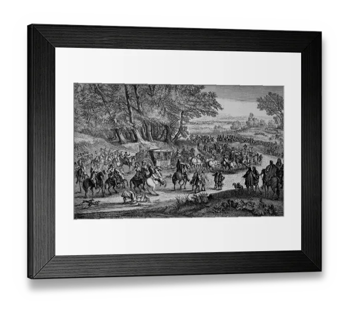 Framed Print : The Royal Court on a Journey, The Queen's Removal to Fontainebleau, France, ca 1700, Historic, digitally restored reproduction of a 19th century original Framed Print : The Royal Court on a Journey, The Queen's Removal to Fontainebleau, France, ca 1700, Historic, digitally restored reproduction of a 19th century original