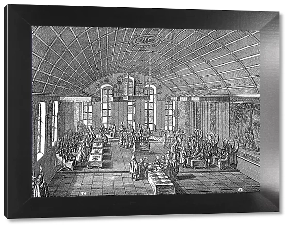 The Coronation Banquet of Emperor Leopold I and the Electors on the Roemer in Frankfurt, 1 August 1685, Germany, Historical, digitally restored reproduction of a 19th century original