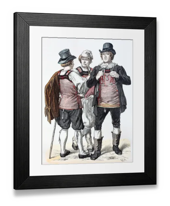 Framed Print : Folk traditional costume, clothing, history of costumes, people from Hohenstein in Baden, Germany, 1885, Historic, digitally restored reproduction of a 19th century original Framed Print : Folk traditional costume, clothing, history of costumes, people from Hohenstein in Baden, Germany, 1885, Historic, digitally restored reproduction of a 19th century original