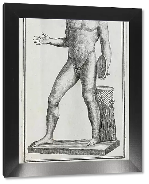 Statue of a discus thrower, from the Clementino Museum, historical Rome, Italy, digital reproduction of an 18th century original, original date unknown