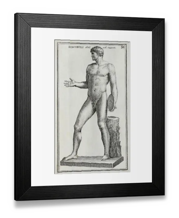 Framed Print : Statue of a discus thrower, from the Clementino Museum, historical Rome, Italy, digital reproduction of an 18th century original, original date unknown Framed Print : Statue of a discus thrower, from the Clementino Museum, historical Rome, Italy, digital reproduction of an 18th century original, original date unknown
