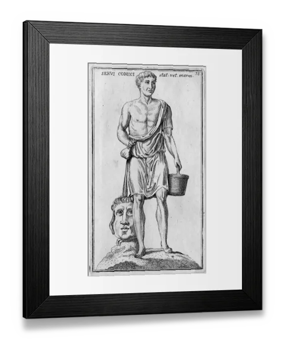 Framed Print : Statue of a coemidian, from the Villa Albani, historical Rome, Italy, digital reproduction of an original from the 18th century, original date not known Framed Print : Statue of a coemidian, from the Villa Albani, historical Rome, Italy, digital reproduction of an original from the 18th century, original date not known