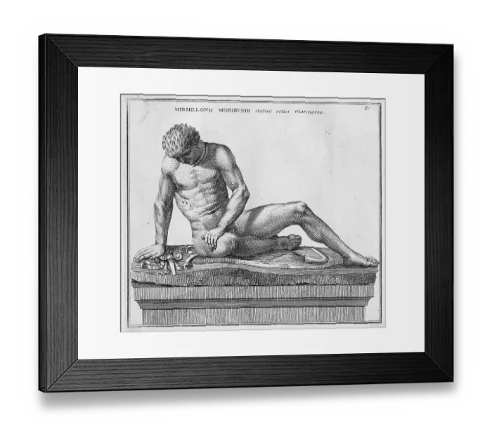 Framed Print : Statue of a wounded Murmillo, myrmillo, mirmillo, mormillo, was a heavily armed Roman gladiator, from the Museum of the Capitol, from Calcografia di Roma, historical Rome, Italy, digital reproduction of an 18th century original Framed Print : Statue of a wounded Murmillo, myrmillo, mirmillo, mormillo, was a heavily armed Roman gladiator, from the Museum of the Capitol, from Calcografia di Roma, historical Rome, Italy, digital reproduction of an 18th century original