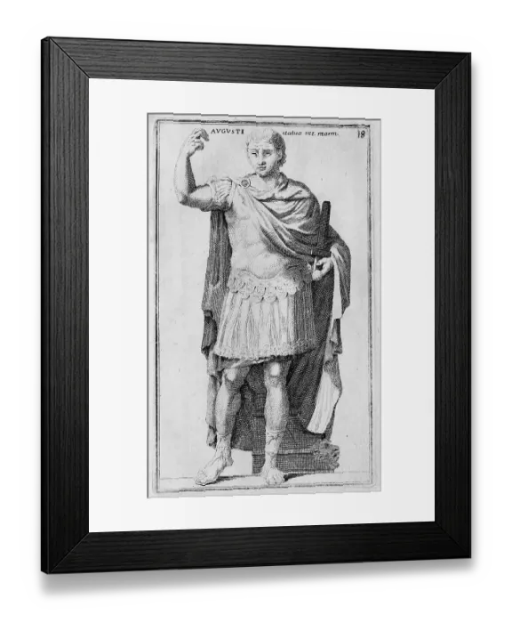 Framed Print : Augustus, Gaius Octavius, 23 September 63 BC 19 August 14 AD was the first Roman Emperor, from Calcografia di Roma, Serafino hemeroplanes triptolemus (1779), historical Rome, Italy, digital reproduction of an 18th century original