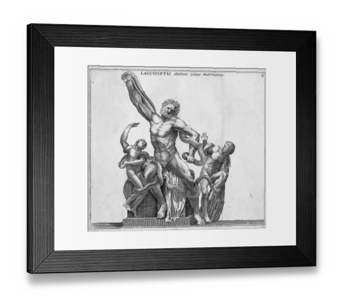 Framed Print : Laocoon group in the Vatican Museums is the most important depiction of the death struggle of Laocoon and his sons, historical Rome, Italy, digital reproduction of an 18th century original, original date unknown