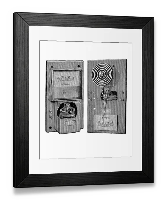Framed Print : Remote thermometer for heating systems by G. A. Schultze, Berlin, Germany, industrial product from the year 1880, Historic, digitally restored reproduction of an original from the 19th century, exact original date not known